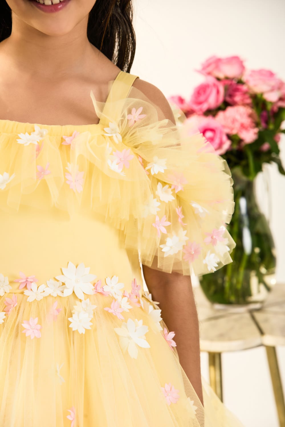 The Daisy Dreams Birthday Dress – Yellow Designer Dress for Girls | PNK – Isha Arora India