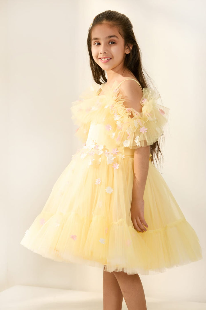 The Daisy Dreams Birthday Dress – Yellow Designer Dress for Girls | PNK – Isha Arora India
