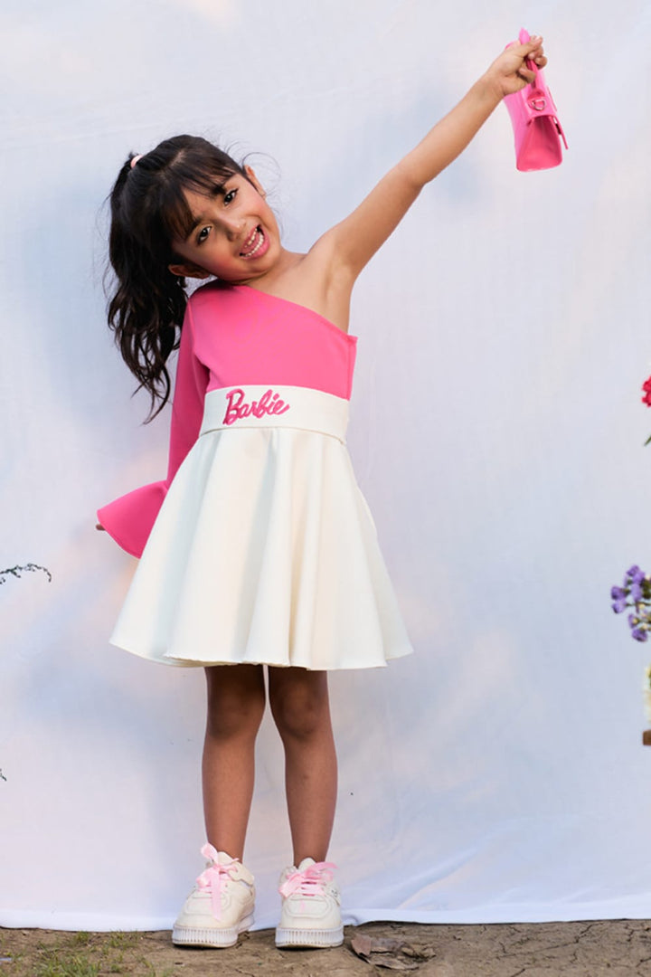 The "Dream Doll" One-Shoulder Party Dress – Pink Designer Dress for Girls | PNK – Isha Arora India
