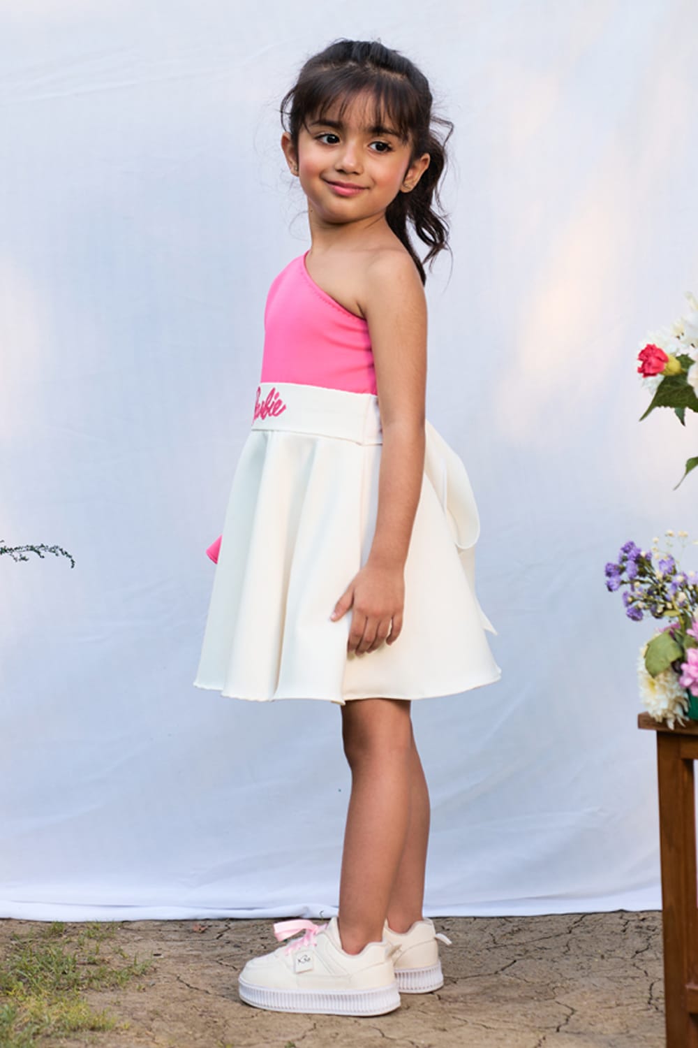The "Dream Doll" One-Shoulder Party Dress – Pink Designer Dress for Girls | PNK – Isha Arora India