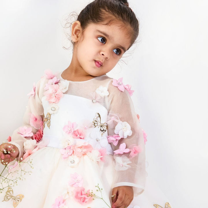 The Enchanted Garden Birthday Dress – Pink Designer Dress for Girls | PNK – Isha Arora India