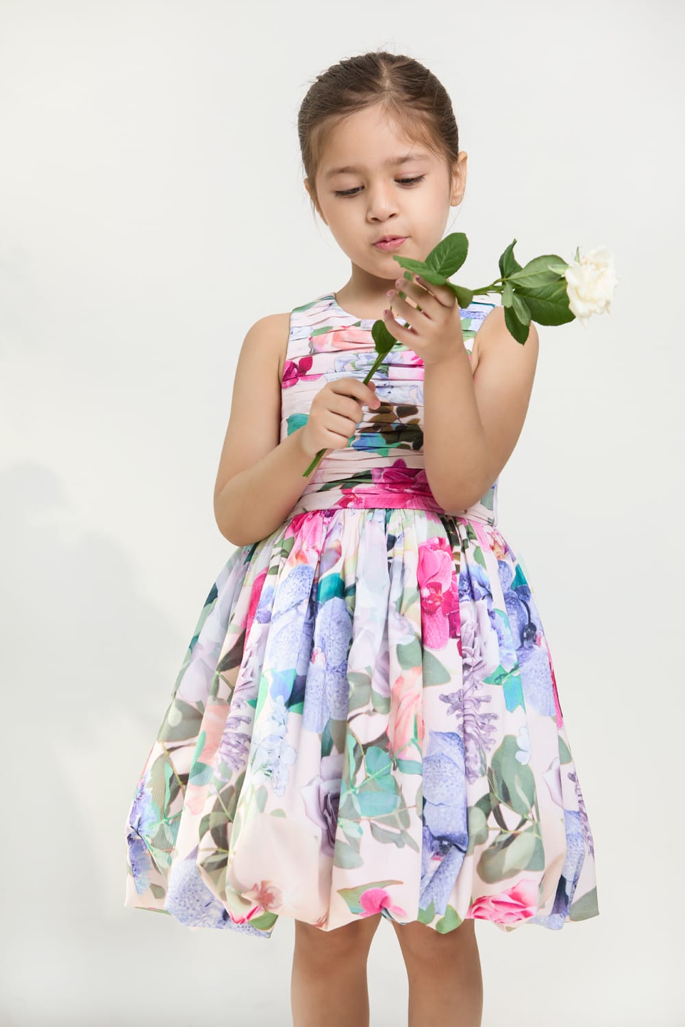 The Floral Fantasy Pleated Bodice Dress – Multicolour Designer Dress for Girls | PNK – Isha Arora India