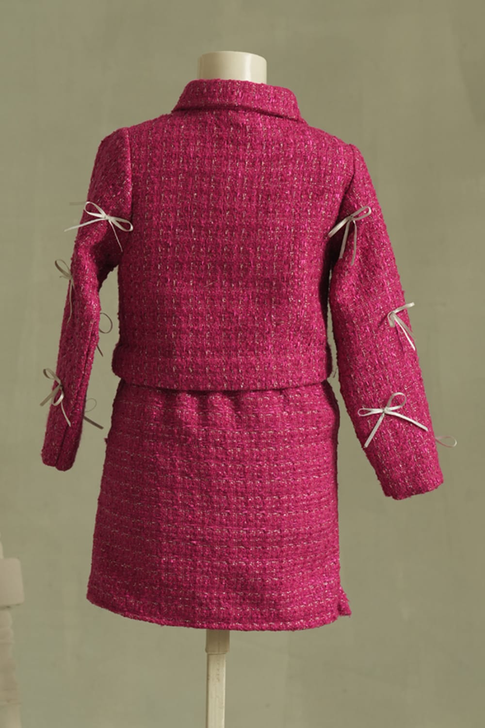 The Parisienne Pink Tweed Set – Red Designer Dress for Girls | PNK – Isha Arora India