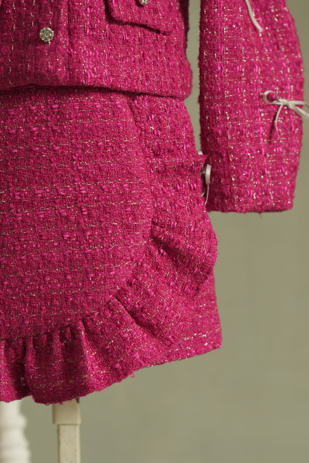 The Parisienne Pink Tweed Set – Red Designer Dress for Girls | PNK – Isha Arora India