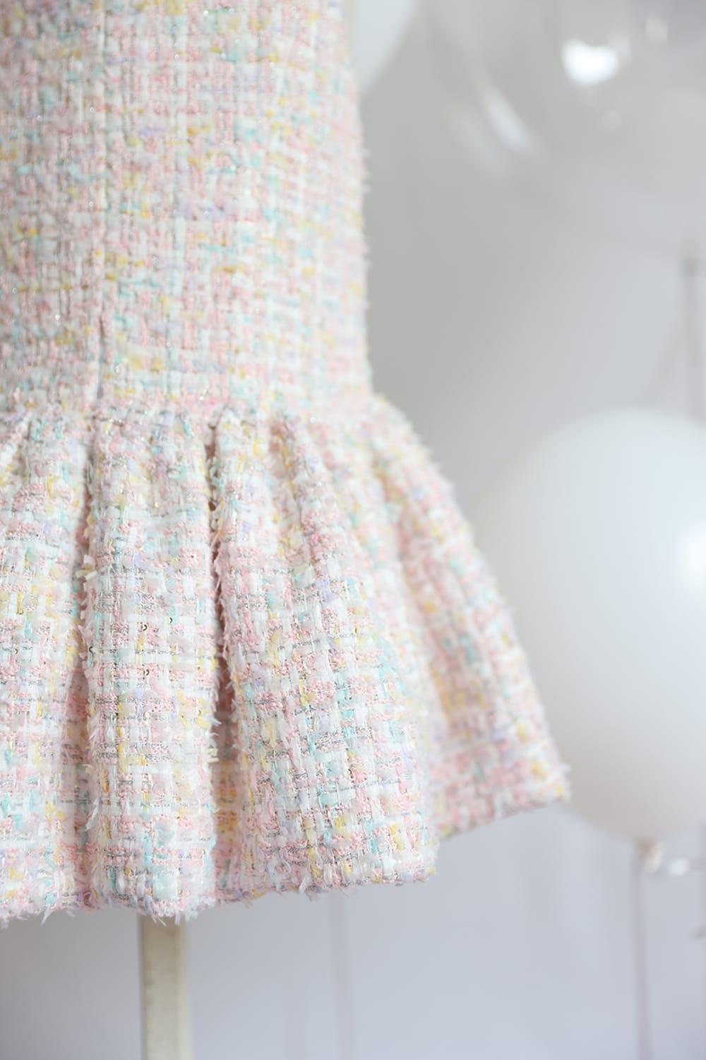 The Pastel Tweed Short Balloon Dress – Pink Designer Dress for Girls | PNK – Isha Arora India
