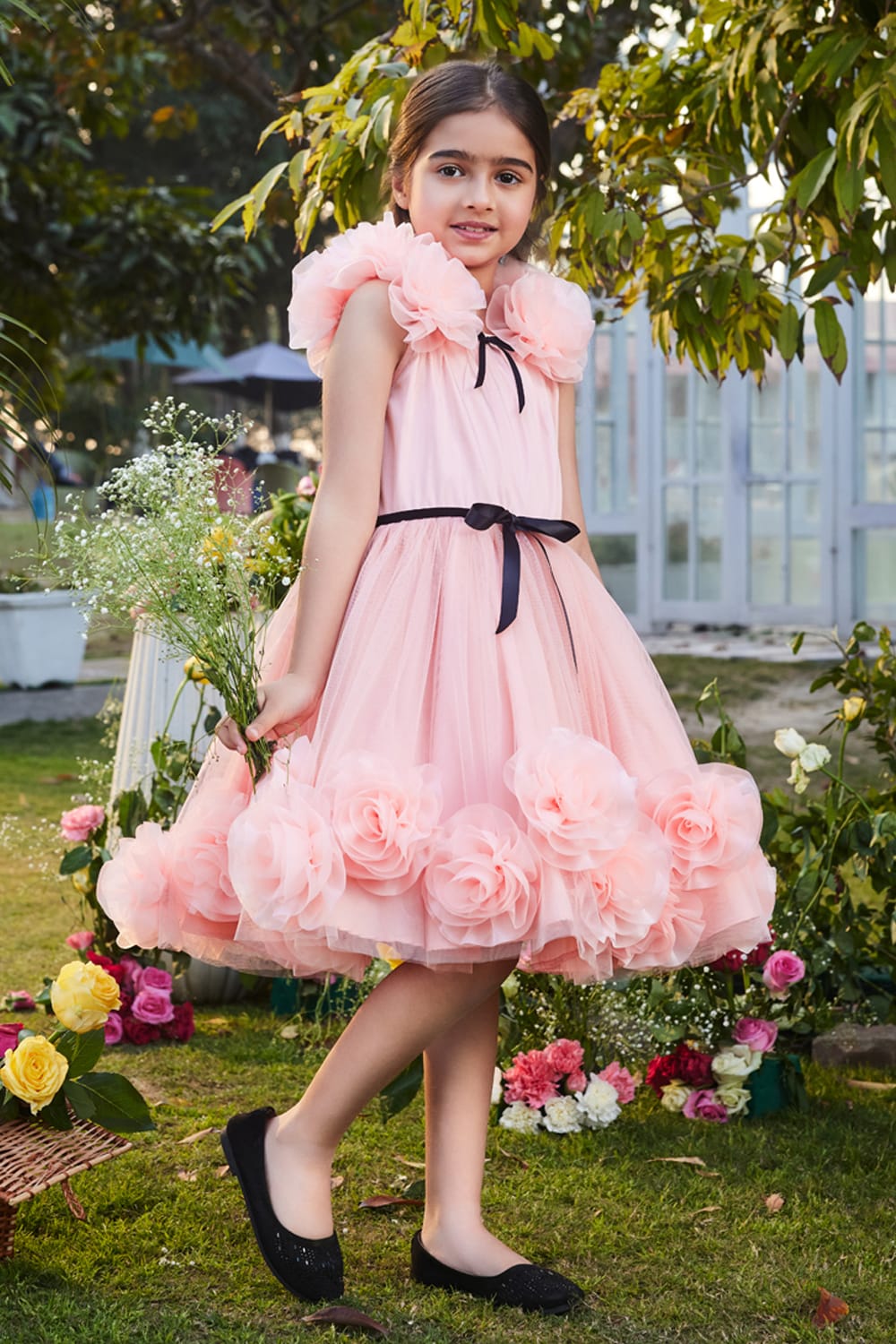 The Peach Blossoms' Dress – Peach Designer Dress for Girls | PNK – Isha Arora India