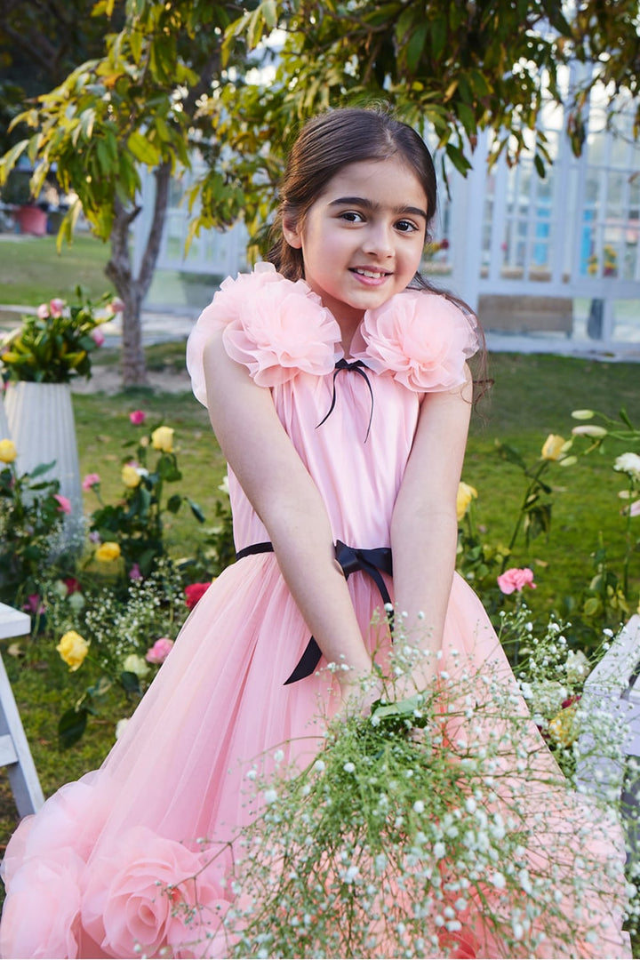 The Peach Blossoms' Dress – Peach Designer Dress for Girls | PNK – Isha Arora India