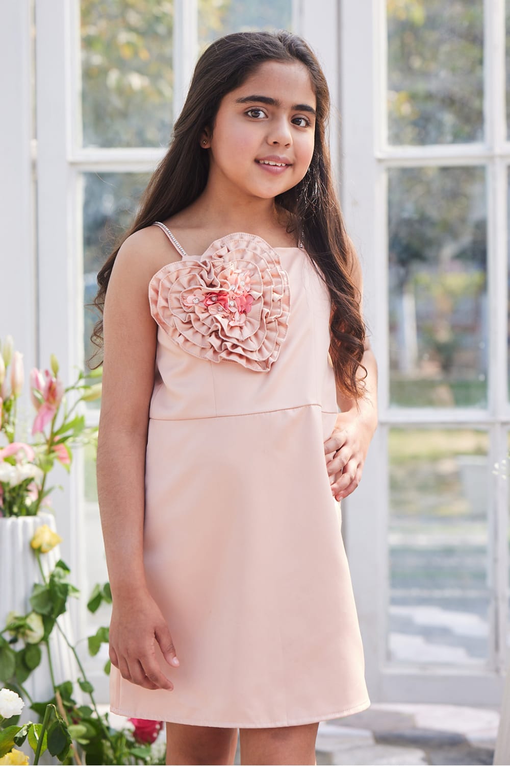 The 'Peach Fuzz' Dress – Peach Designer Dress for Girls | PNK – Isha Arora India