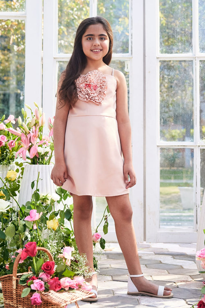 The 'Peach Fuzz' Dress – Peach Designer Dress for Girls | PNK – Isha Arora India