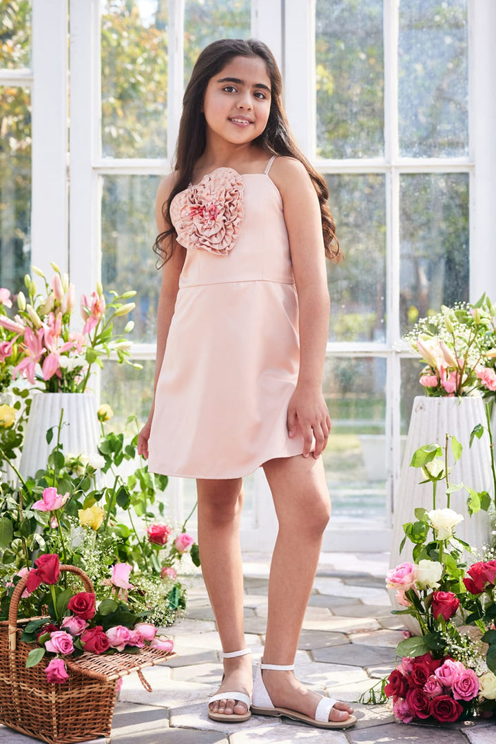 The 'Peach Fuzz' Dress – Peach Designer Dress for Girls | PNK – Isha Arora India