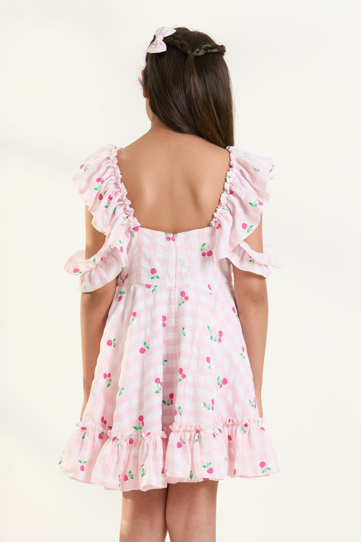 The Pink Fruity Cold-Shoulder Dress – Pink Designer Dress for Girls | PNK – Isha Arora India