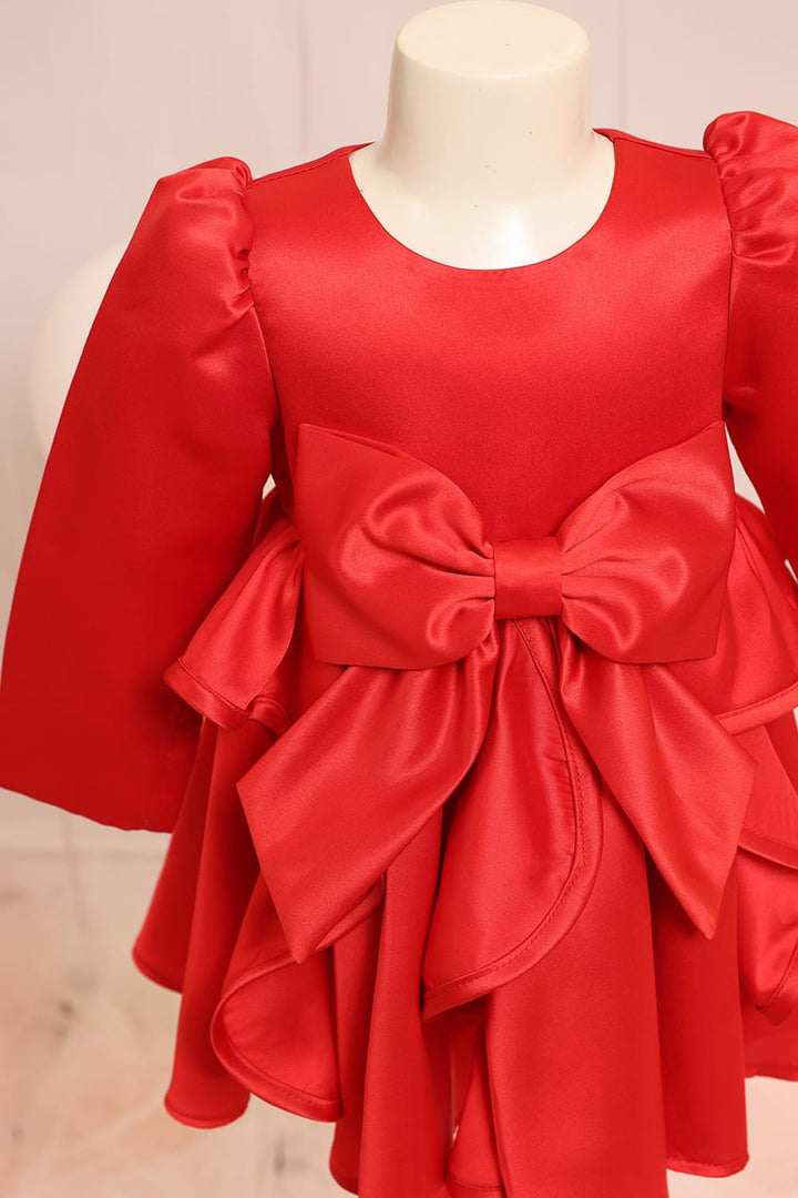 The Red Christmas Swirly Dress – Red Designer Dress for Girls | PNK – Isha Arora India