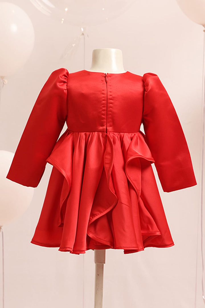 The Red Christmas Swirly Dress – Red Designer Dress for Girls | PNK – Isha Arora India