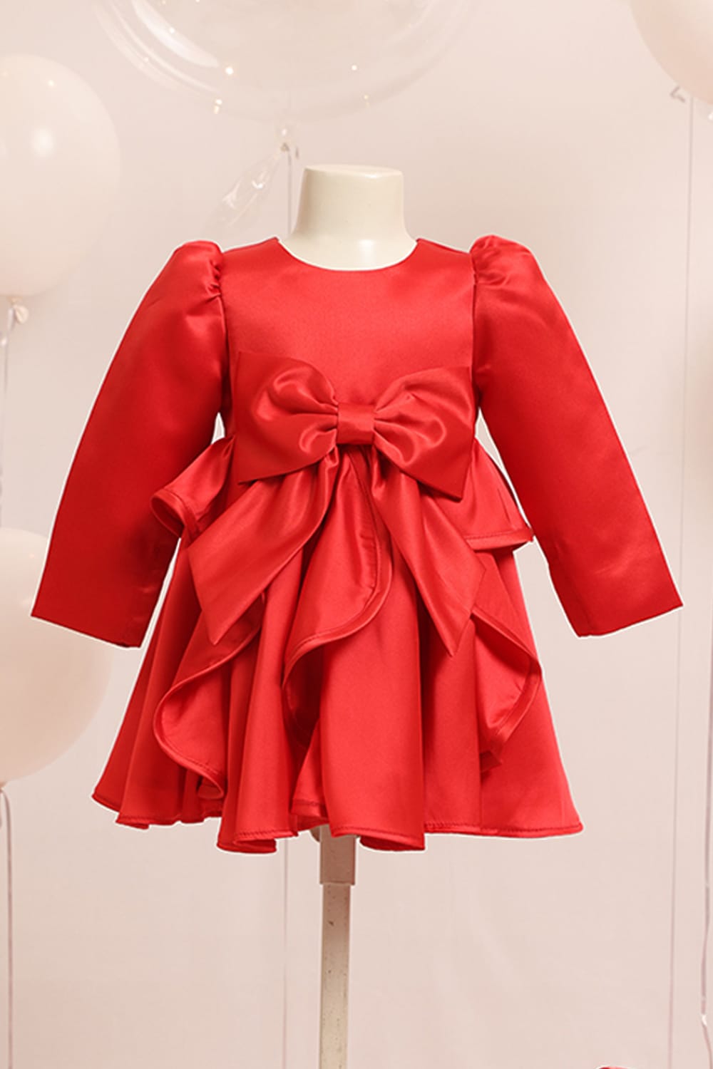The Red Christmas Swirly Dress – Red Designer Dress for Girls | PNK – Isha Arora India
