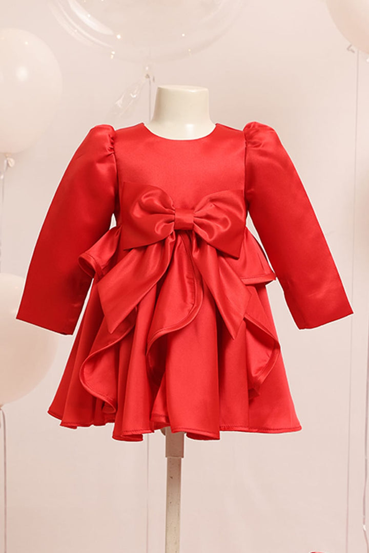 The Red Christmas Swirly Dress – Red Designer Dress for Girls | PNK – Isha Arora India