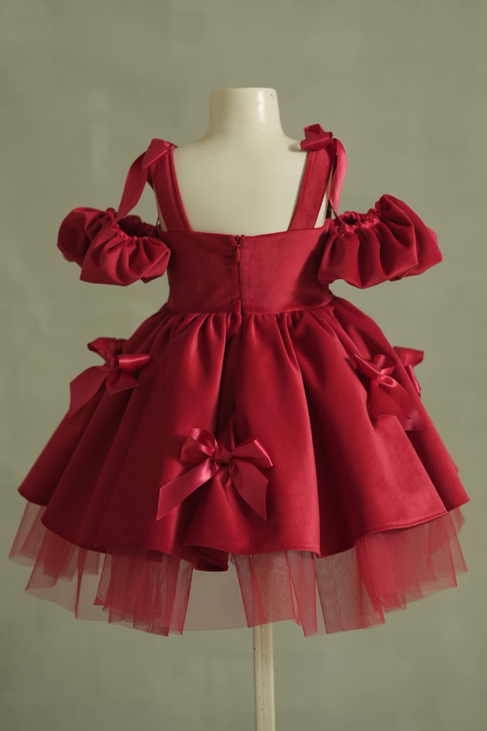 The Wrapped in Ruby Velvet Dress – Red Designer Dress for Girls | PNK – Isha Arora India