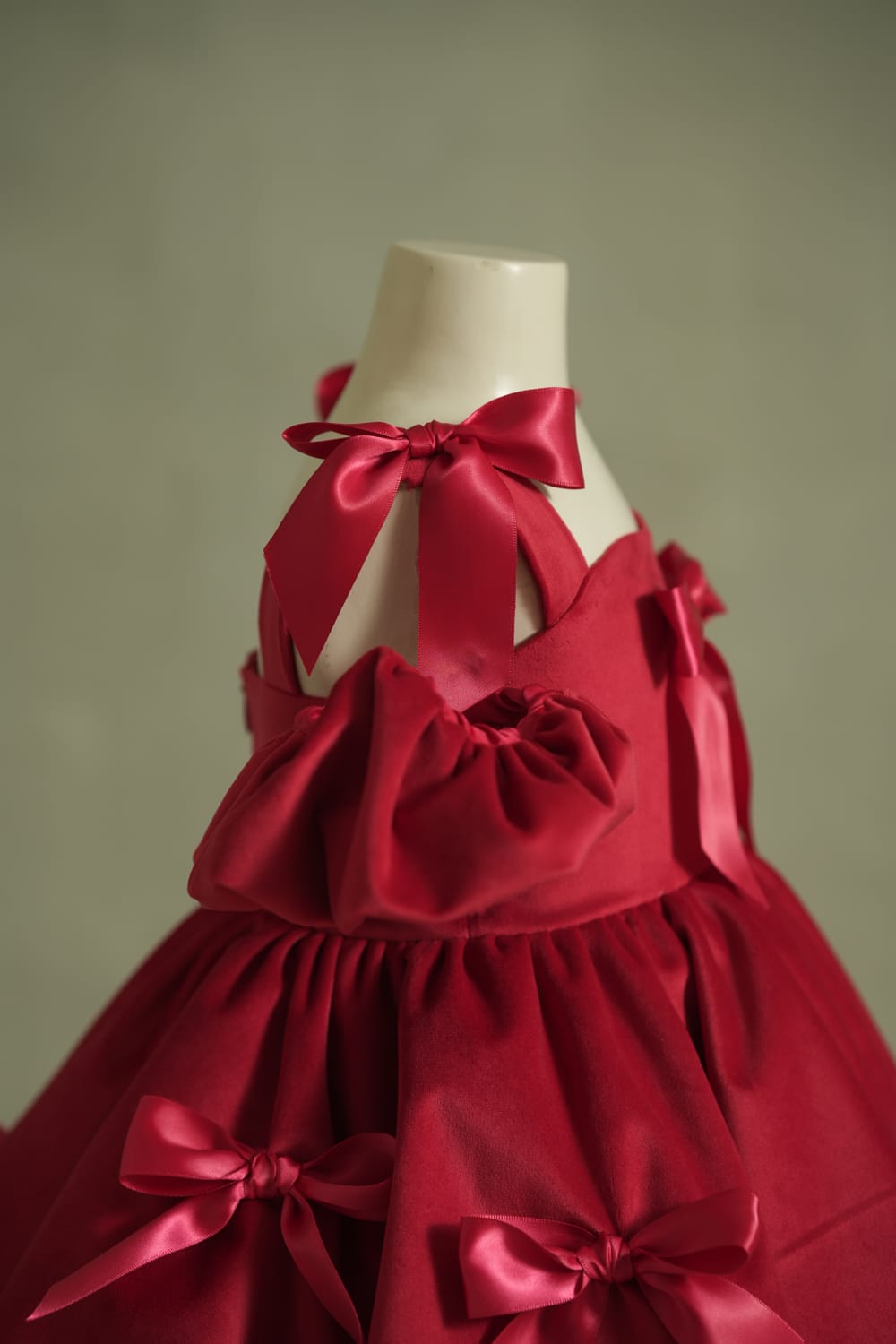The Wrapped in Ruby Velvet Dress – Red Designer Dress for Girls | PNK – Isha Arora India
