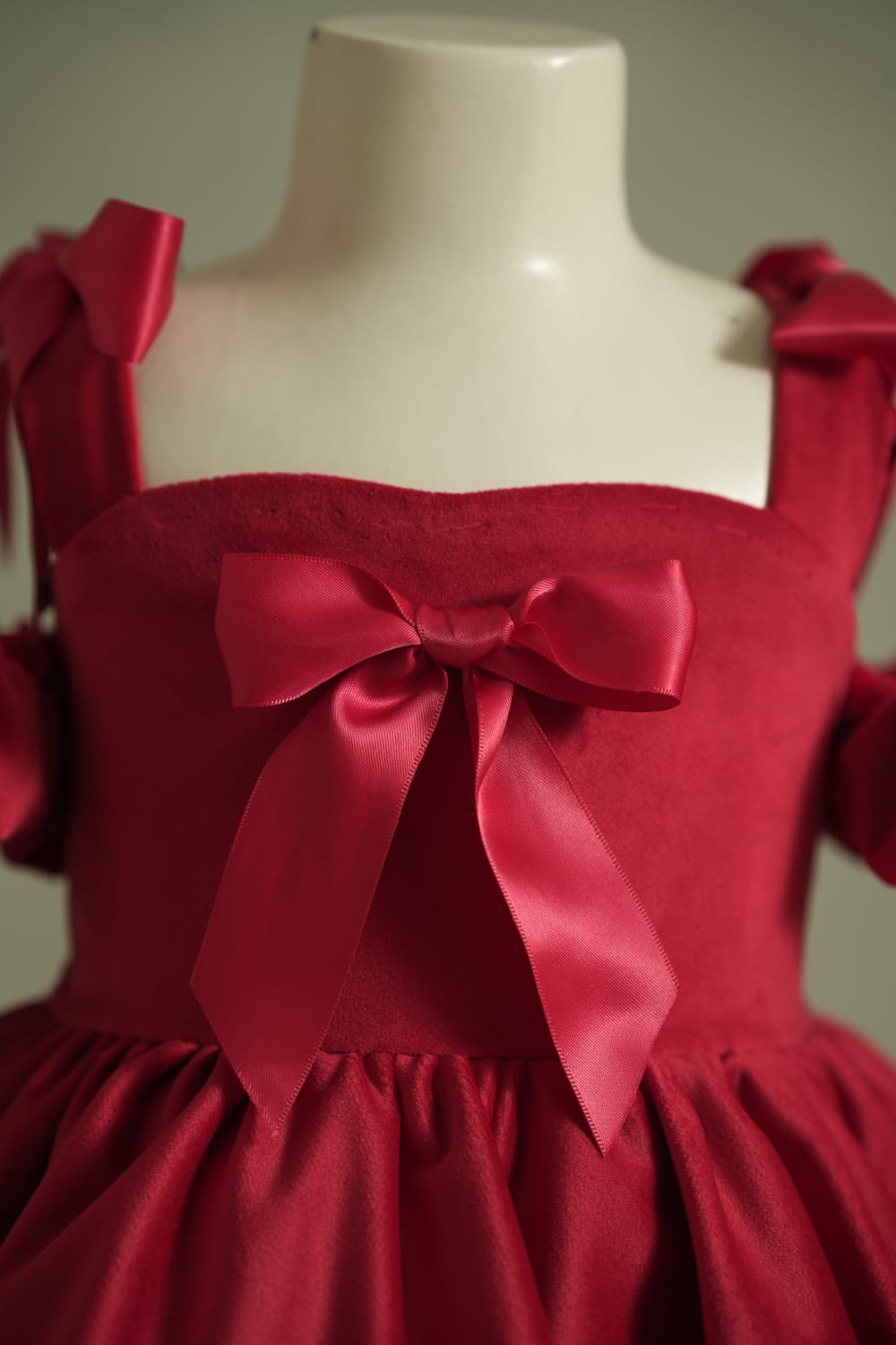 The Wrapped in Ruby Velvet Dress – Red Designer Dress for Girls | PNK – Isha Arora India