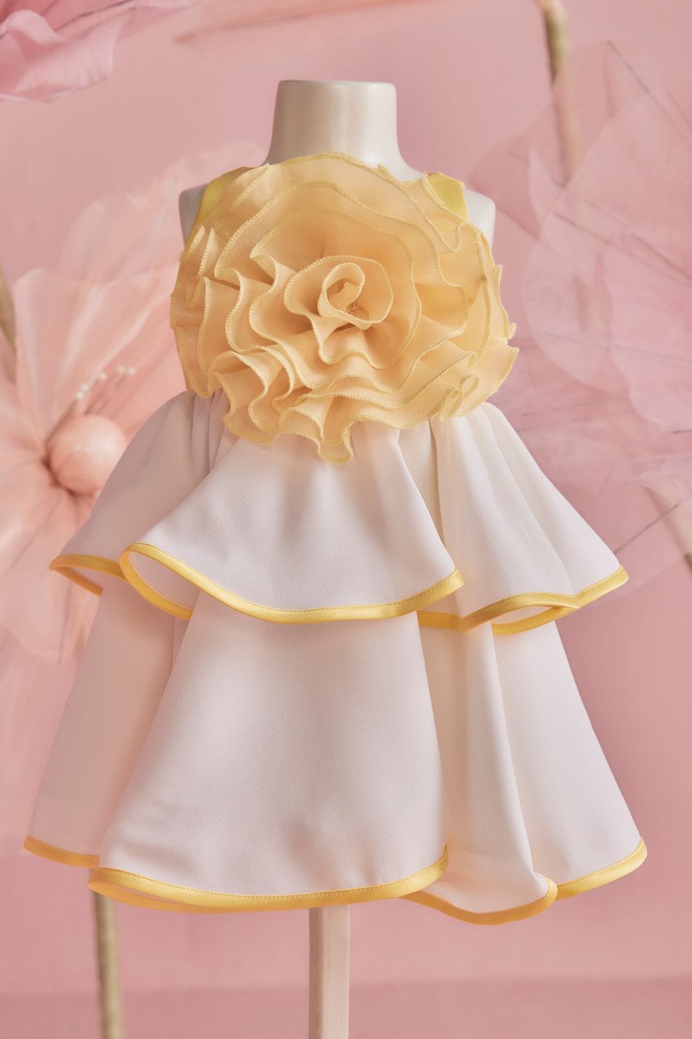 Yellow Rose Dress – Yellow Designer Dress for Girls | PNK – Isha Arora India