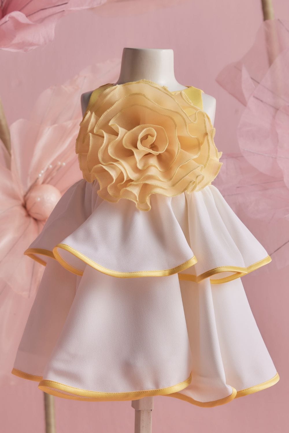 Yellow Rose Dress – Yellow Designer Dress for Girls | PNK – Isha Arora India