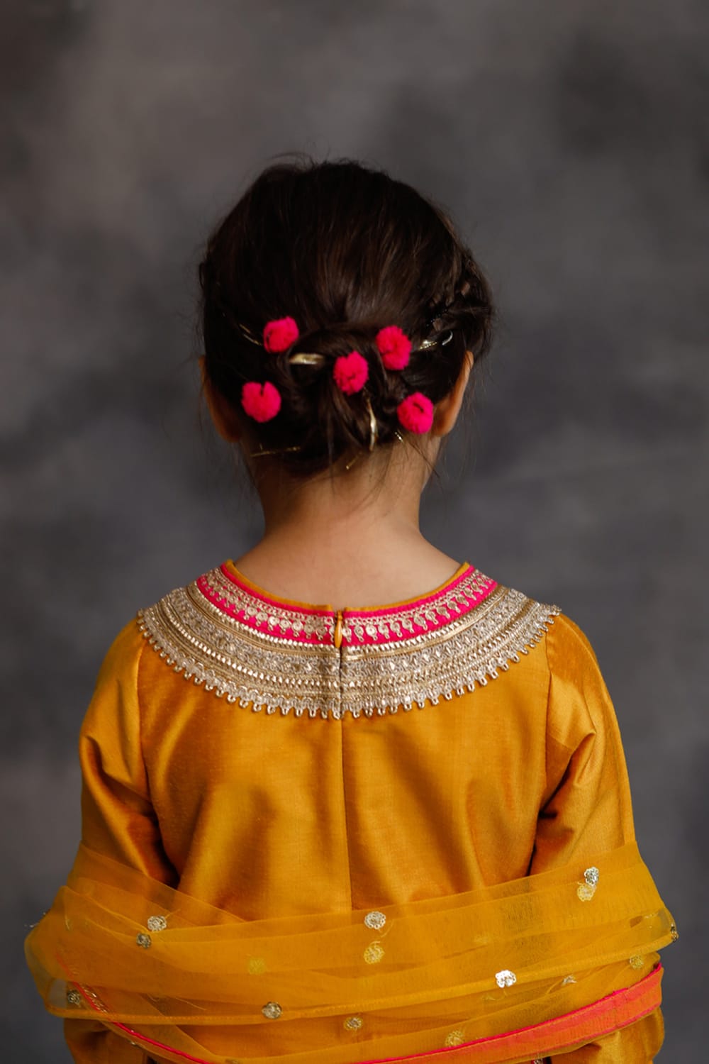 Haldi Yellow Kurta With Gold & Pink Borders Set – Yellow Kids Kurta Set | PNK – Isha Arora India