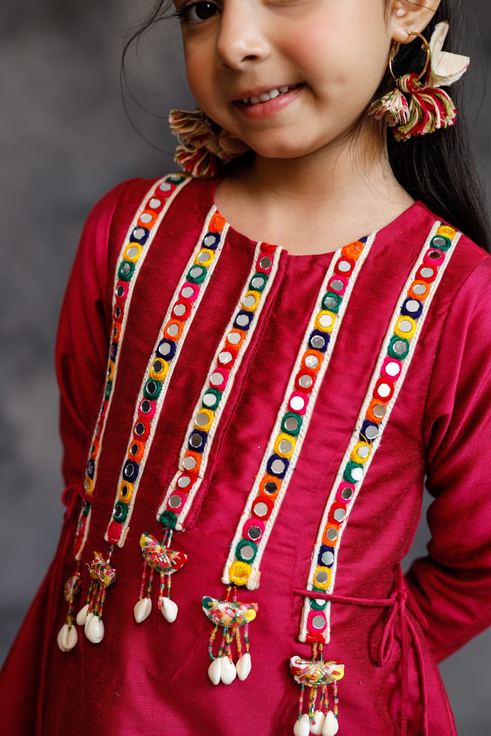 Pink Mirror Borders Kurta With Pants Set – Pink Kids Kurta Set | PNK – Isha Arora India