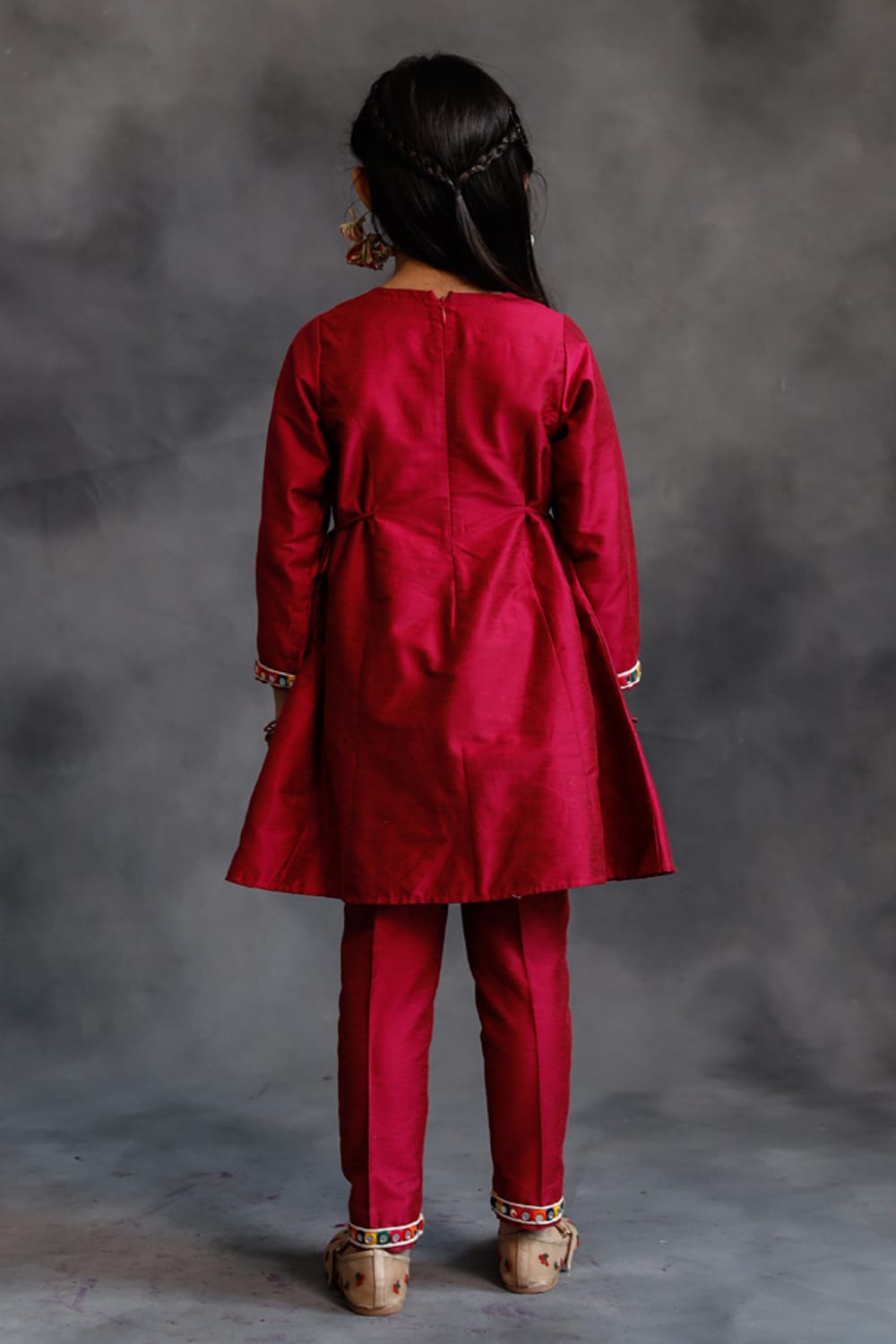 Pink Mirror Borders Kurta With Pants Set – Pink Kids Kurta Set | PNK – Isha Arora India