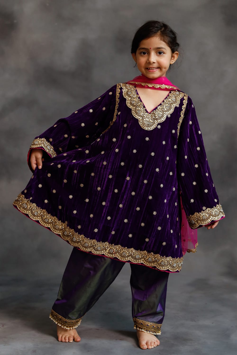 Purple Kurta & Salwar Set – Purple Kids Kurta Set | PNK – Isha Arora India