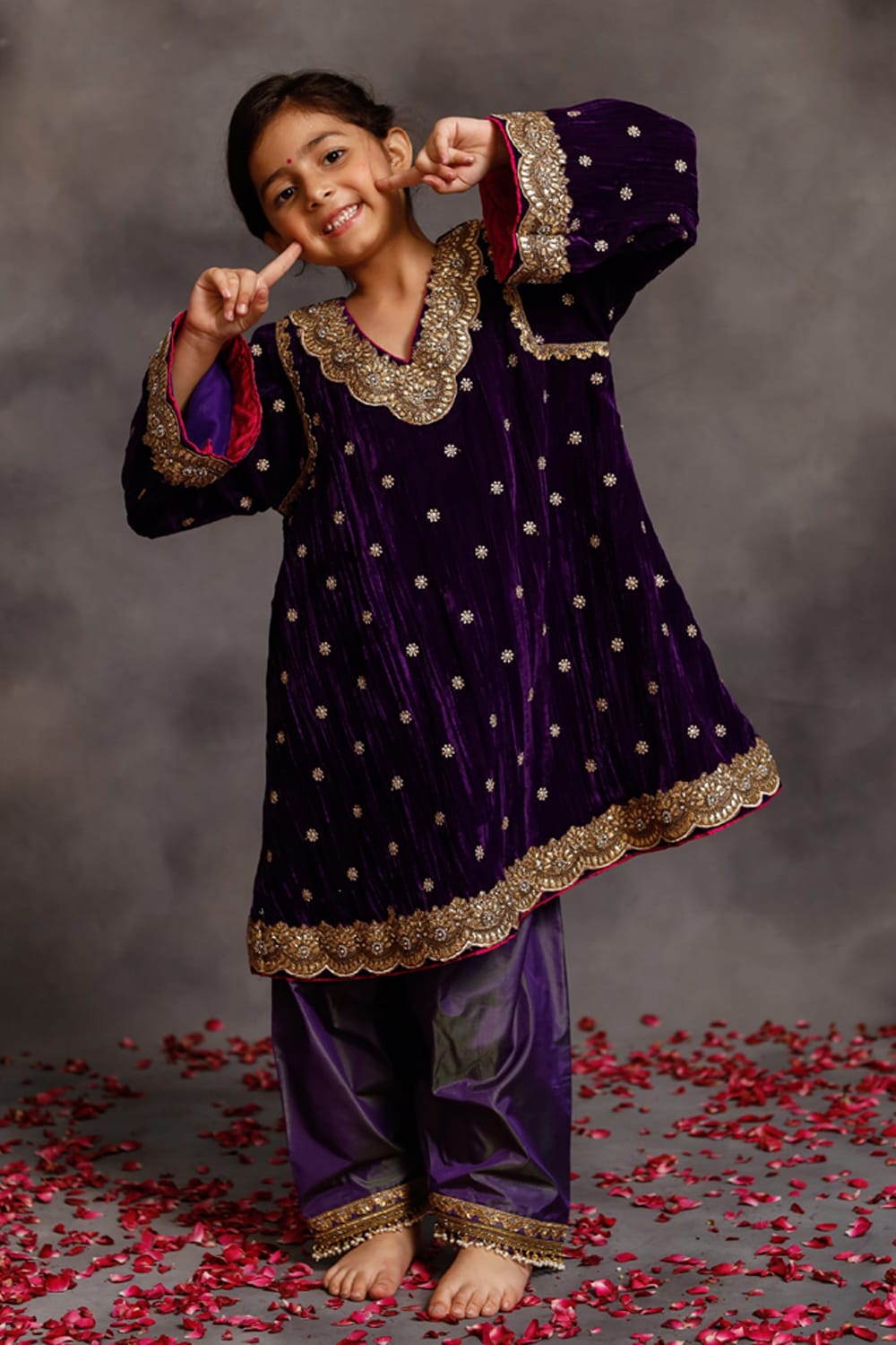 Purple Kurta & Salwar Set – Purple Kids Kurta Set | PNK – Isha Arora India