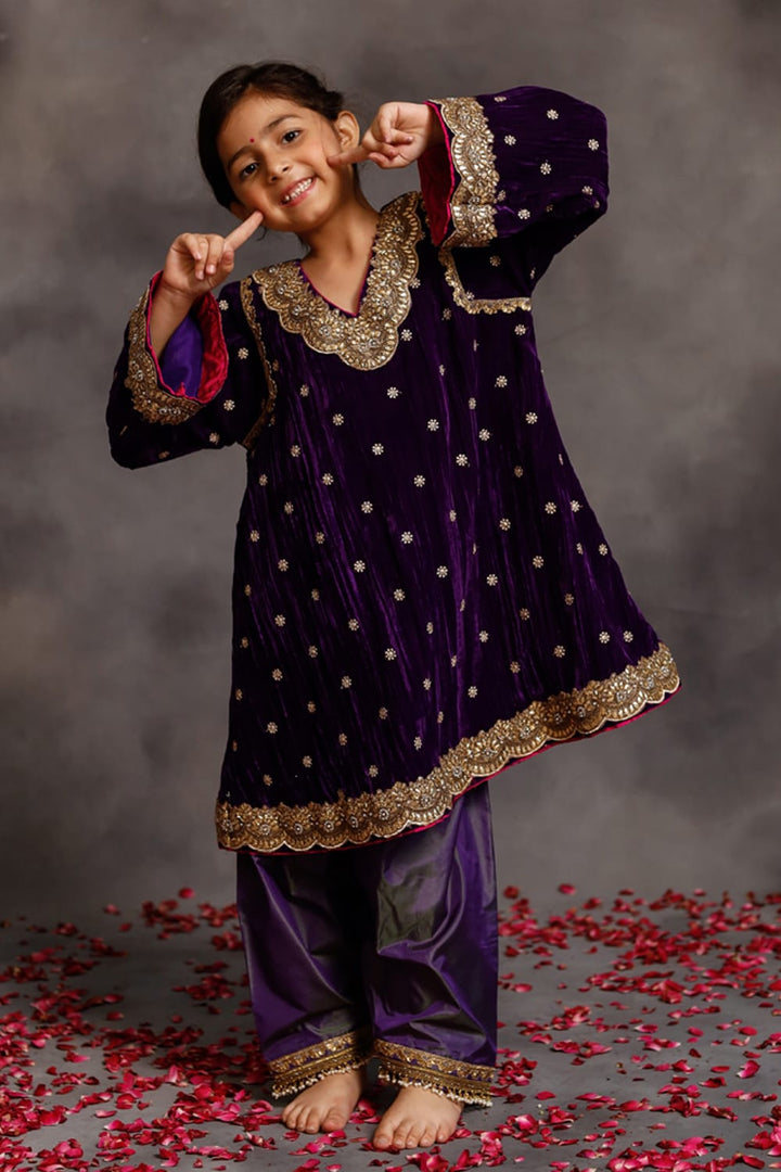 Purple Kurta & Salwar Set – Purple Kids Kurta Set | PNK – Isha Arora India