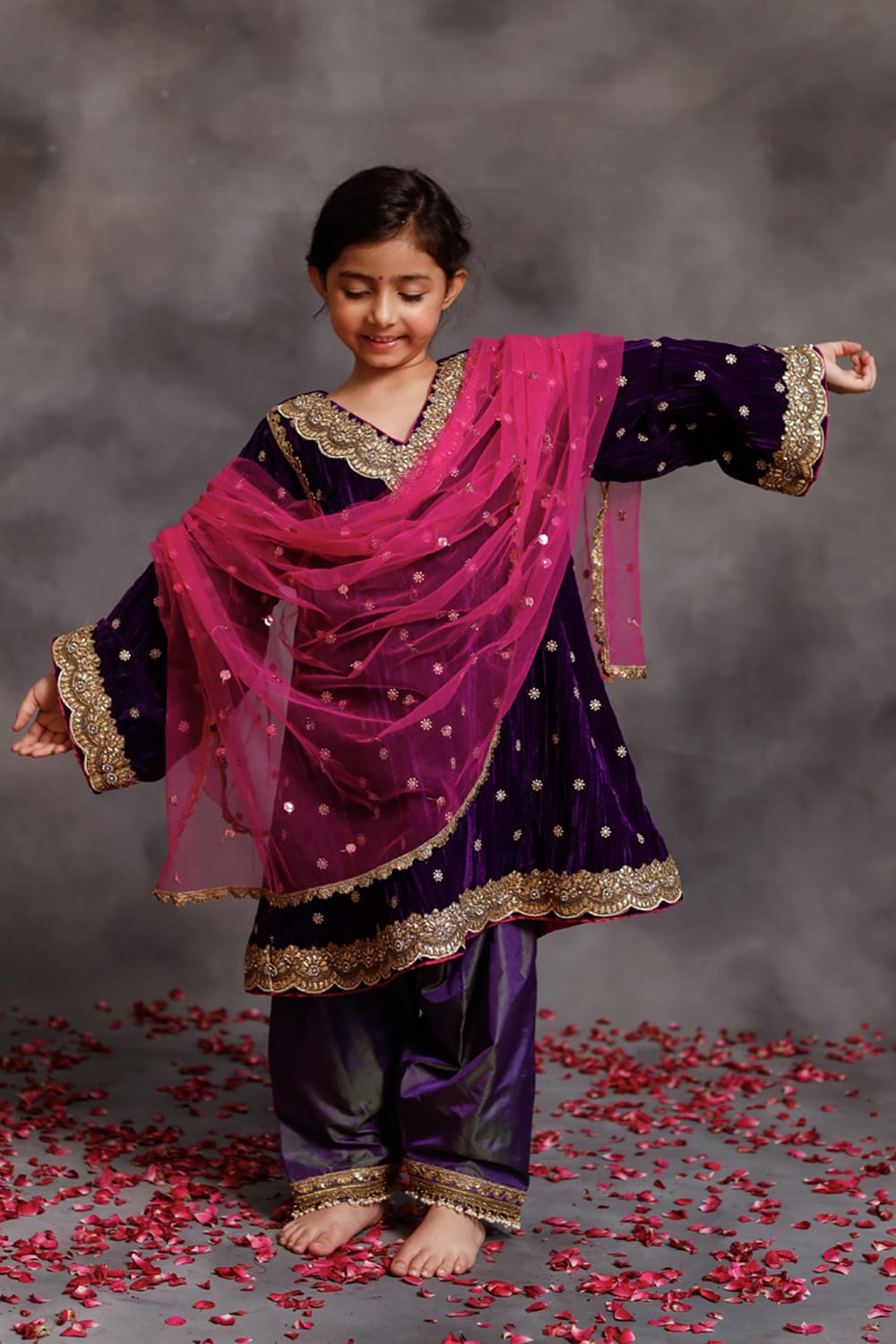 Purple Kurta & Salwar Set – Purple Kids Kurta Set | PNK – Isha Arora India