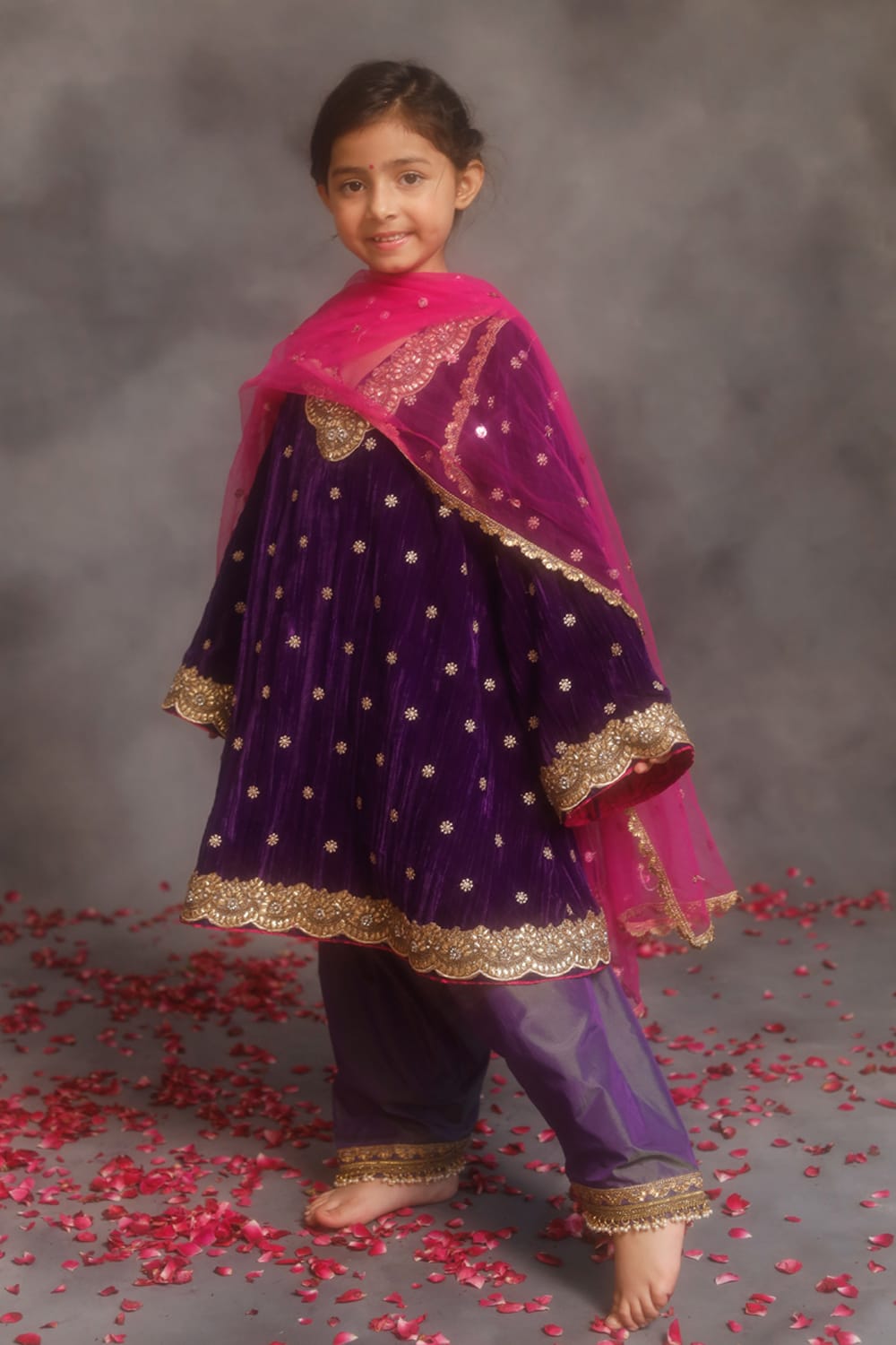Purple Kurta & Salwar Set – Purple Kids Kurta Set | PNK – Isha Arora India