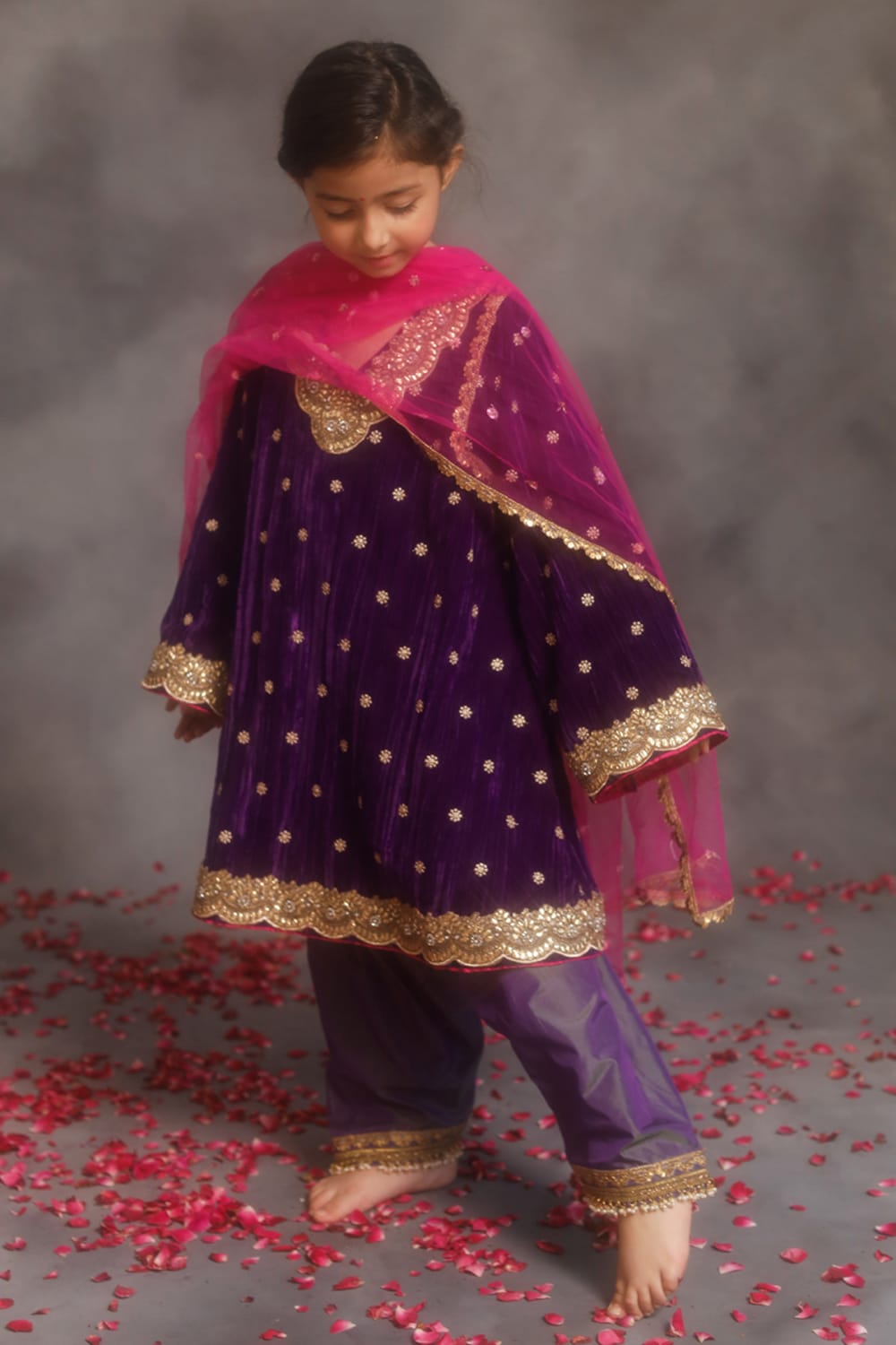 Purple Kurta & Salwar Set – Purple Kids Kurta Set | PNK – Isha Arora India