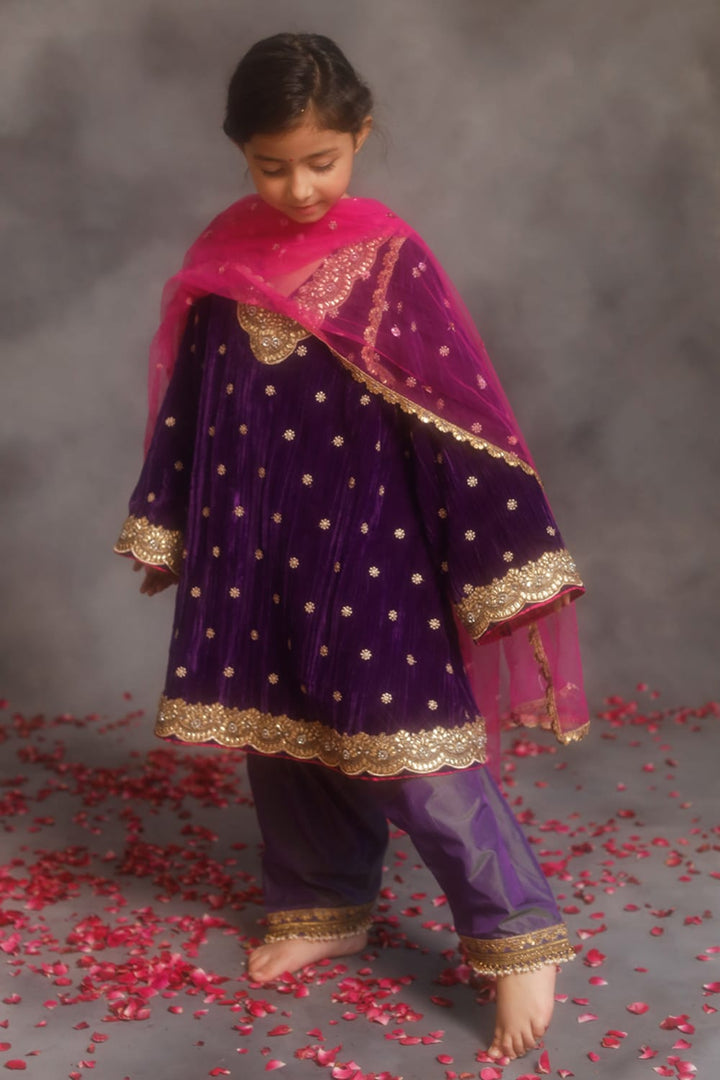 Purple Kurta & Salwar Set – Purple Kids Kurta Set | PNK – Isha Arora India