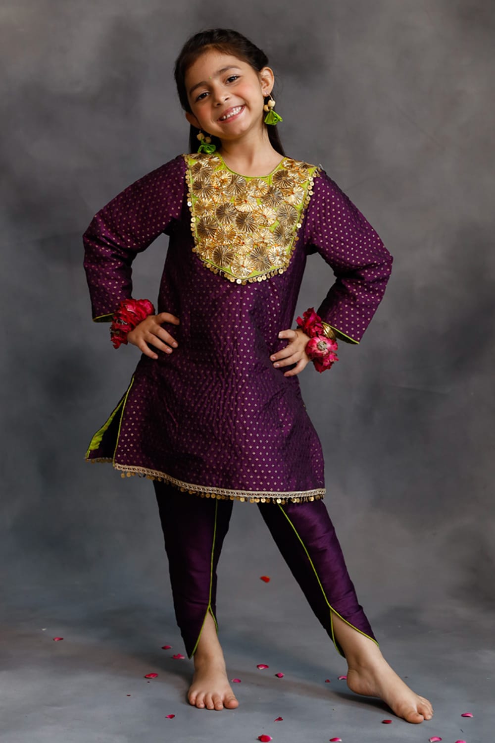 Purple Kurta With Dhoti Salwar Set – Purple Kids Kurta Set | PNK – Isha Arora India