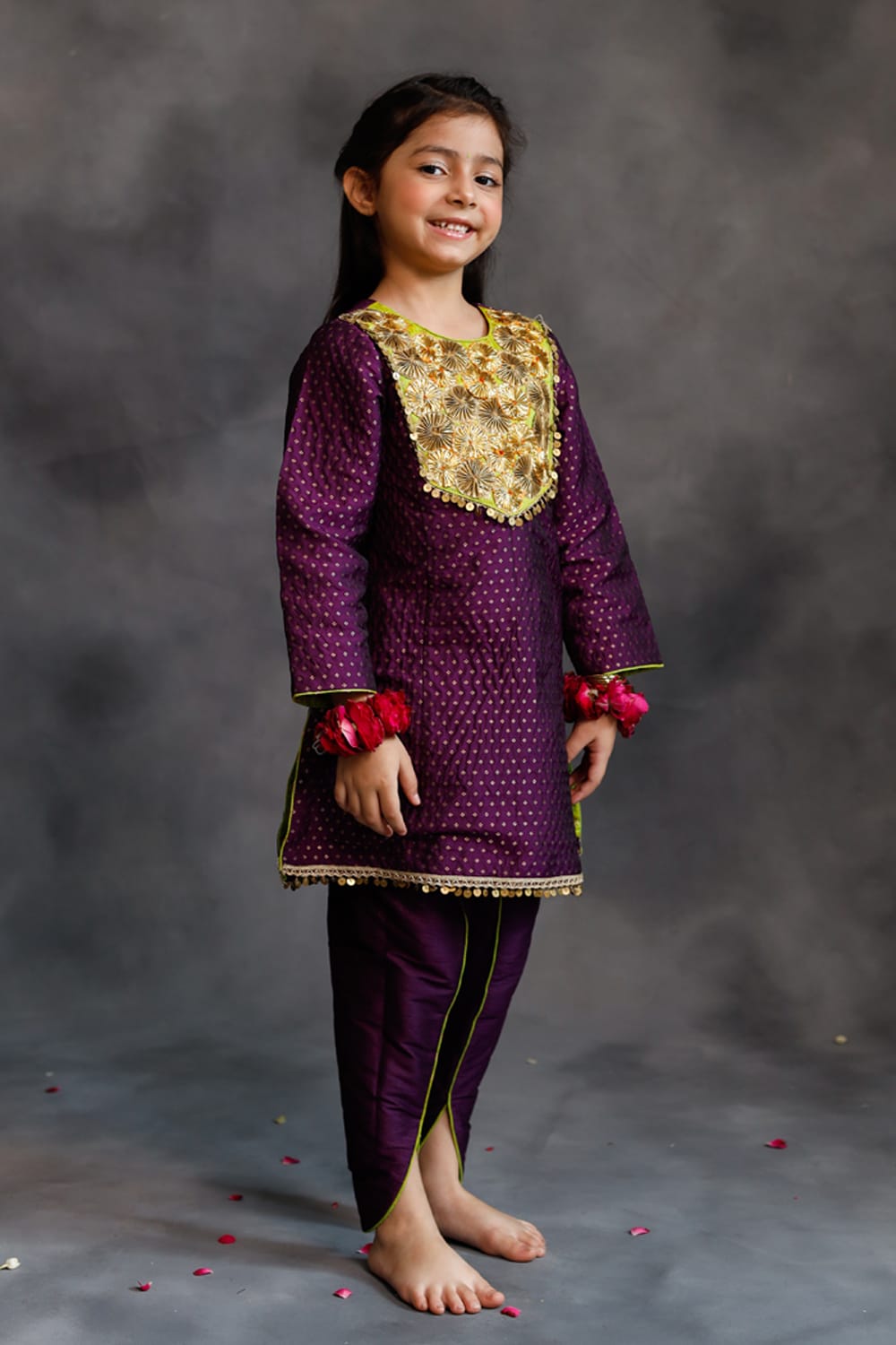 Purple Kurta With Dhoti Salwar Set – Purple Kids Kurta Set | PNK – Isha Arora India