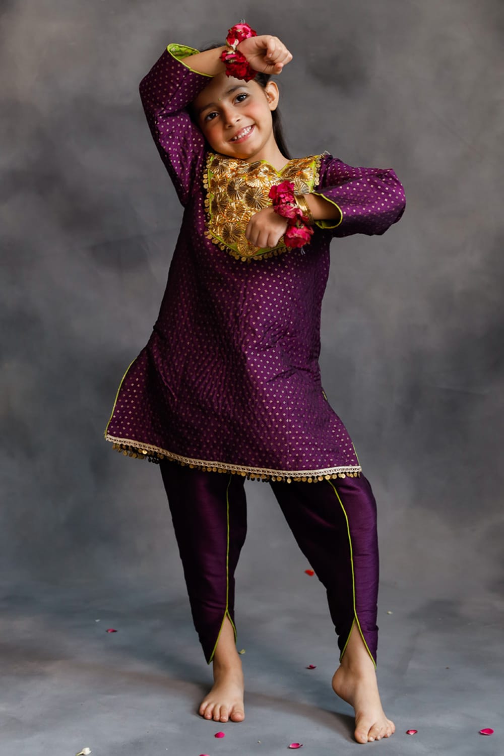 Purple Kurta With Dhoti Salwar Set – Purple Kids Kurta Set | PNK – Isha Arora India