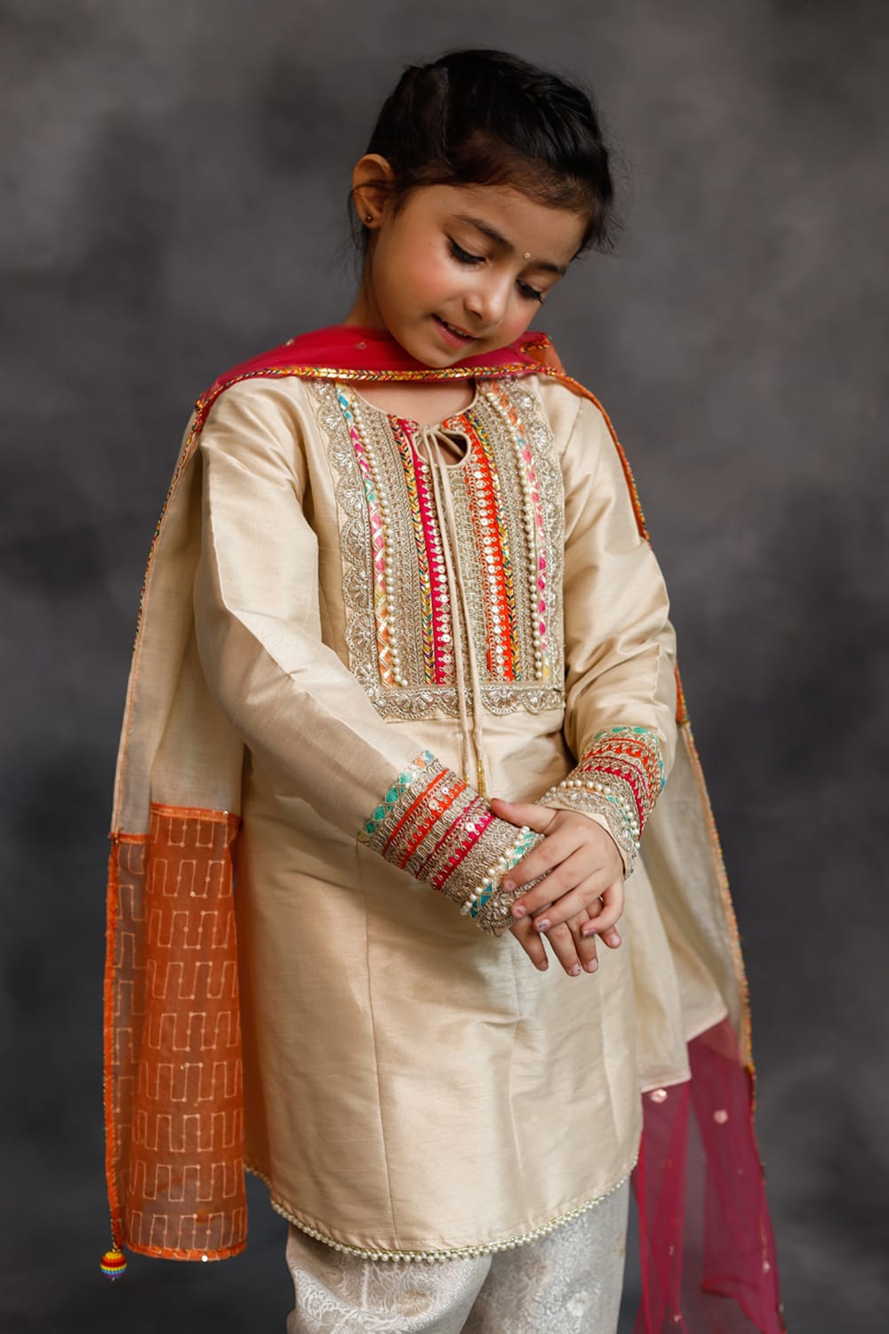 Rangeen Kurta 3-Piece Set – Pink Kids Kurta Set | PNK – Isha Arora India