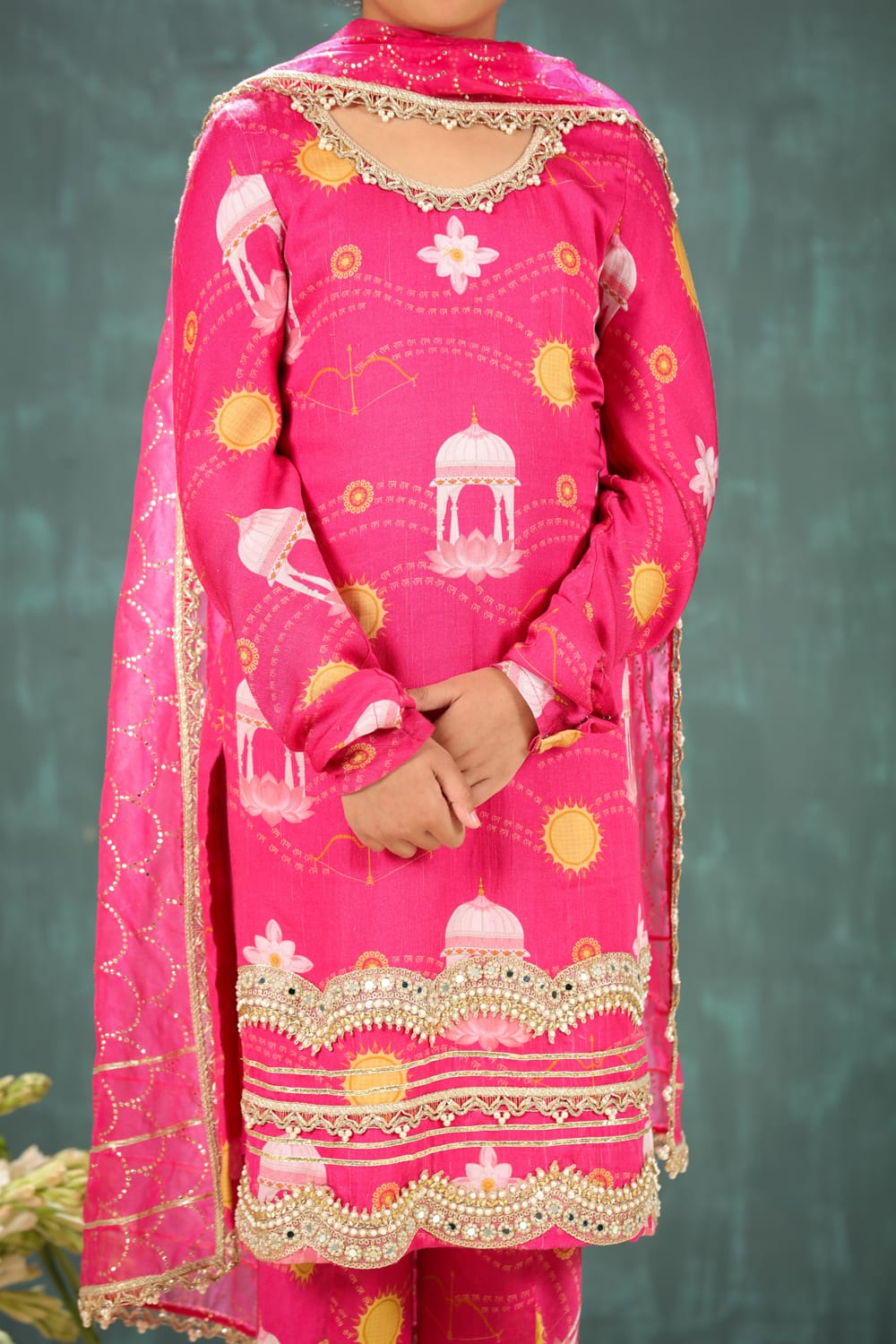 Shri Ram Pink Long Kurta and Dhoti Pant Set – Pink Kids Kurta Set | PNK – Isha Arora India