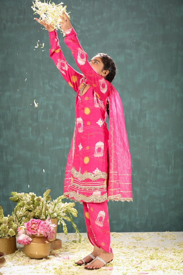 Shri Ram Pink Long Kurta and Dhoti Pant Set – Pink Kids Kurta Set | PNK – Isha Arora India