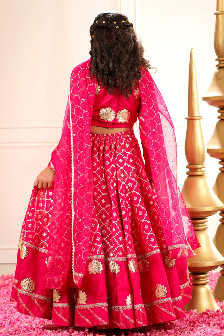 Rani Pink Kamal 3 Pc Lehenga Set – Pink Kids Lehenga Set | PNK – Isha Arora India