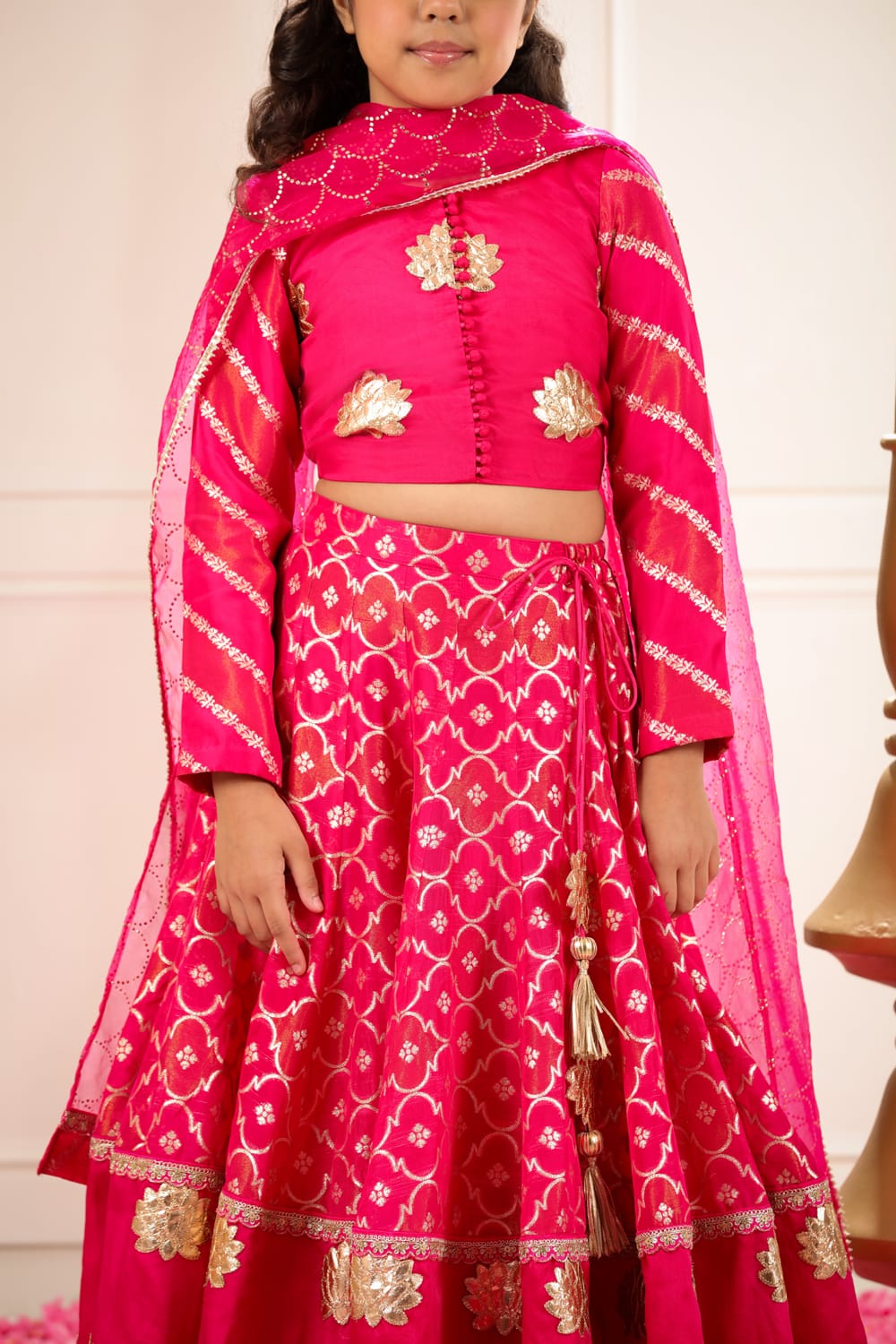 Rani Pink Kamal 3 Pc Lehenga Set – Pink Kids Lehenga Set | PNK – Isha Arora India