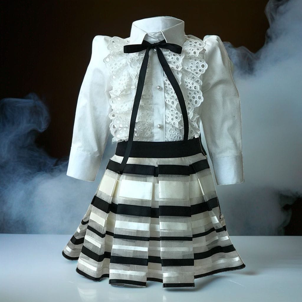 White Shirt And Skirt Set – White Top & Skirt Set for Girls | PNK – Isha Arora India