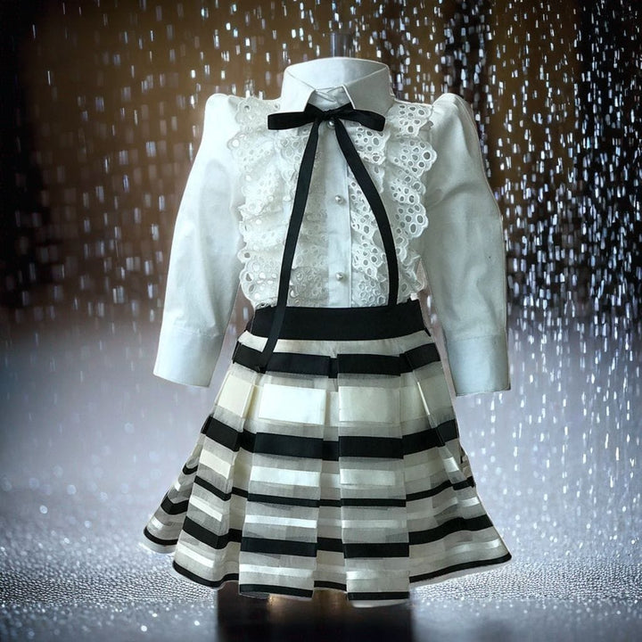 White Shirt And Skirt Set – White Top & Skirt Set for Girls | PNK – Isha Arora India