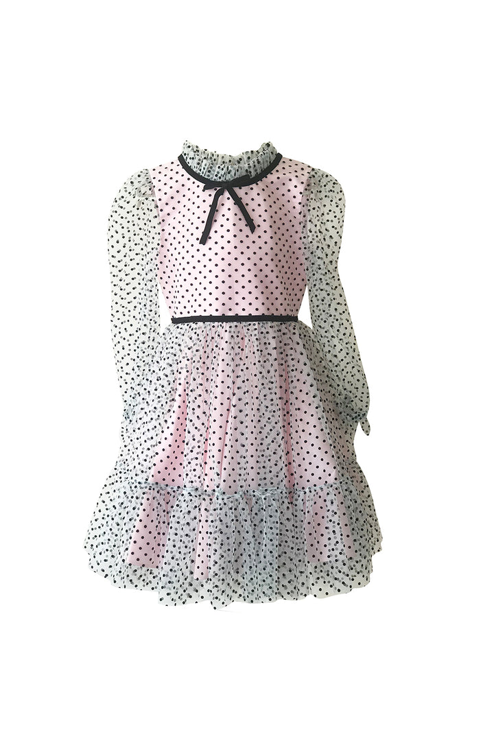 Pink Dot Net Overlay Dress