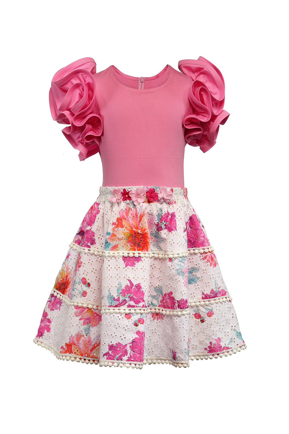 Candy Pink Top & Floral Print Skirt Set