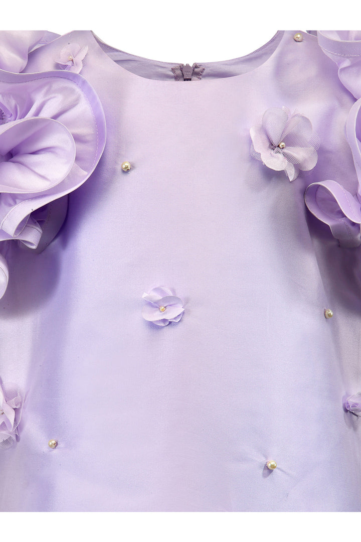 Lilac Shift Dress Ruffle Sleeve