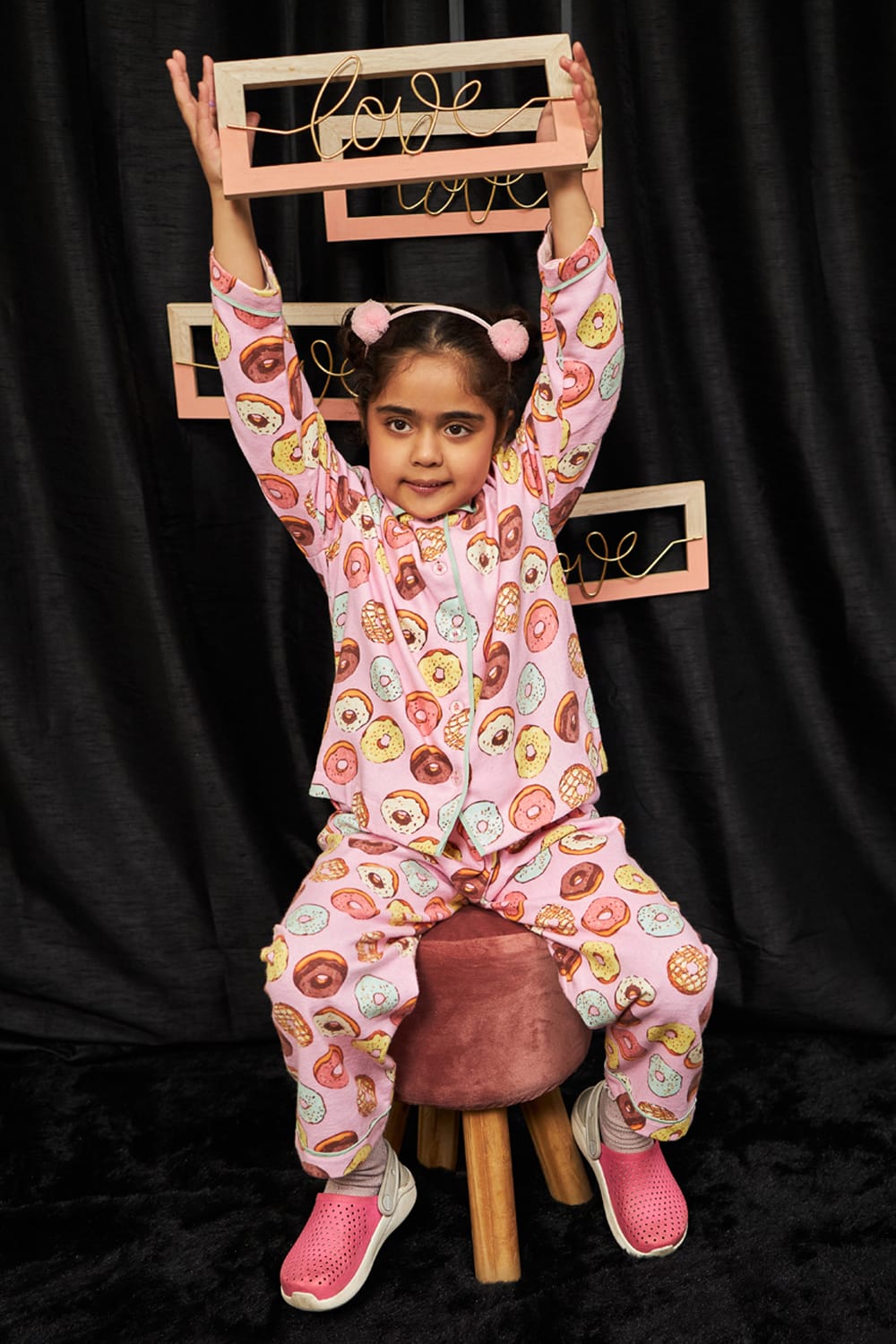 My Little Donut-Night Suit – Pink Kids Co-ord Set | PNK – Isha Arora India