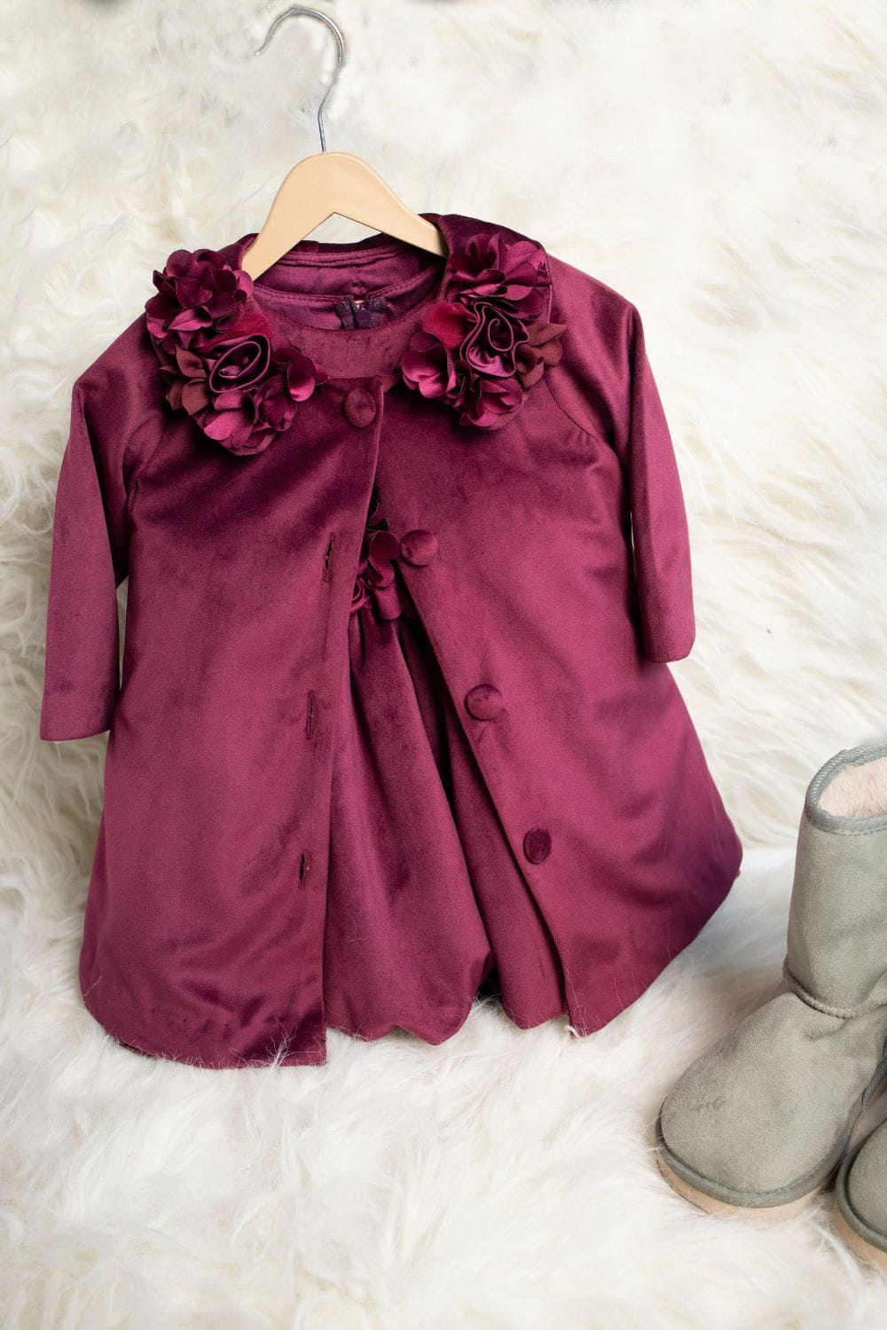 Baby Elizabeth Overcoat' – Red Kids Winter Coat | PNK – Isha Arora India