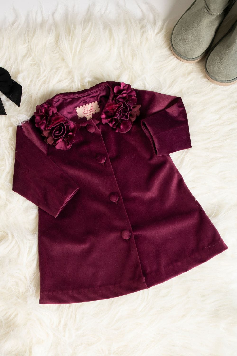 Baby Elizabeth Overcoat' – Red Kids Winter Coat | PNK – Isha Arora India